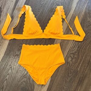 Aerie Vibrant Yellow Scalloped Bikini Set
